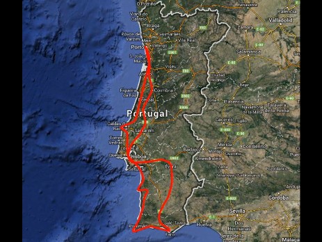 Percorso del viaggio 2013 in Portogallo